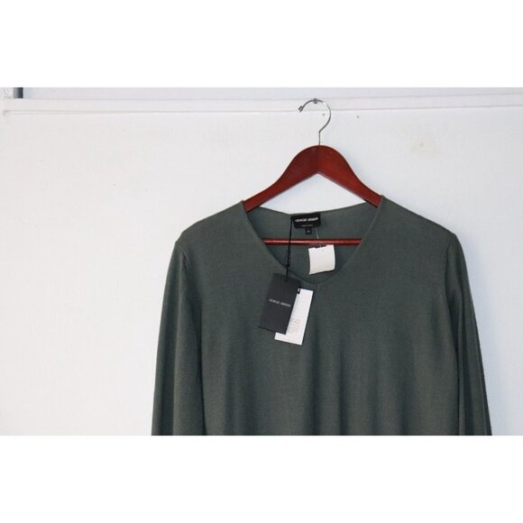 Giorgio Armani Men's Size 46 Large Green Pullover Sweater Cashmere Silk Knit NWT - Picture 2 of 6